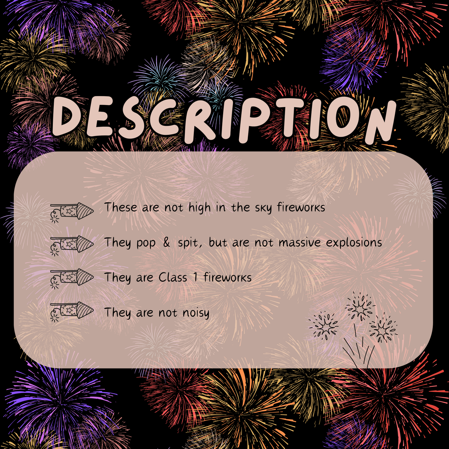 Indoor & Outdoor Low Noise Fireworks