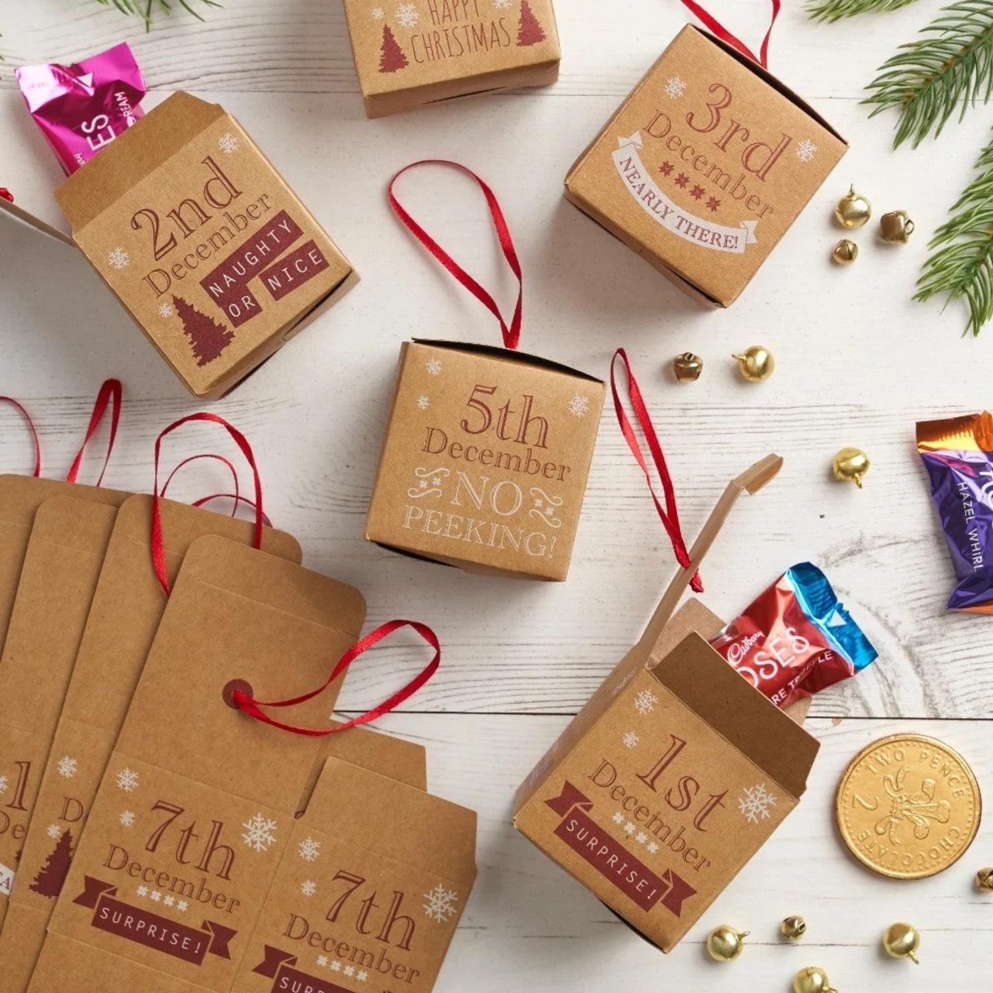 24 Kraft Advent Calendar Boxes
