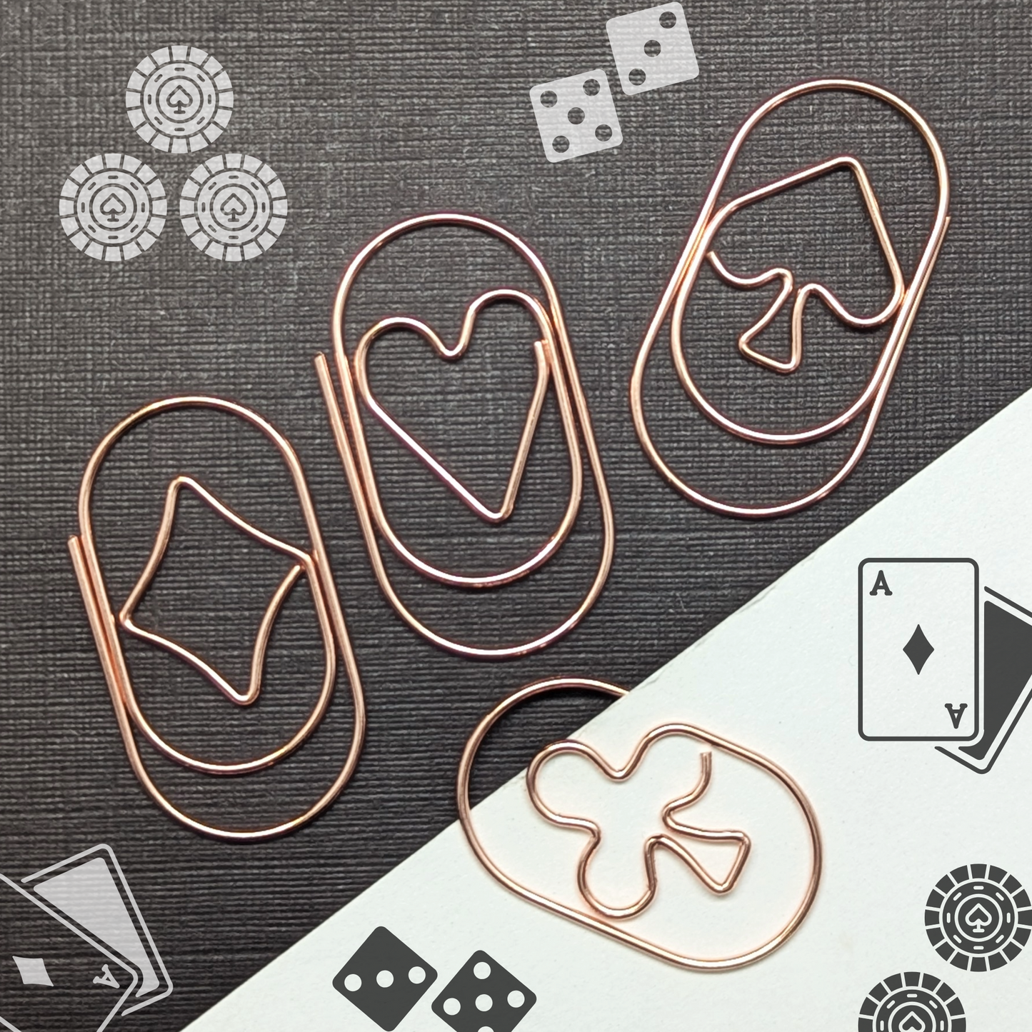 Rose Gold Metal Paper Clip - Playing Cards - Single Paperclip