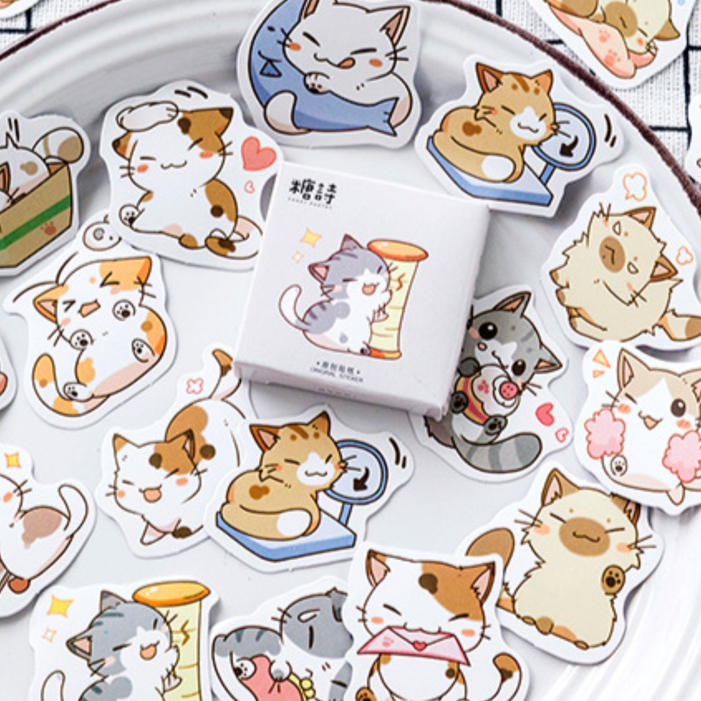 Cute Cats - Self Adhesive Sticker Box