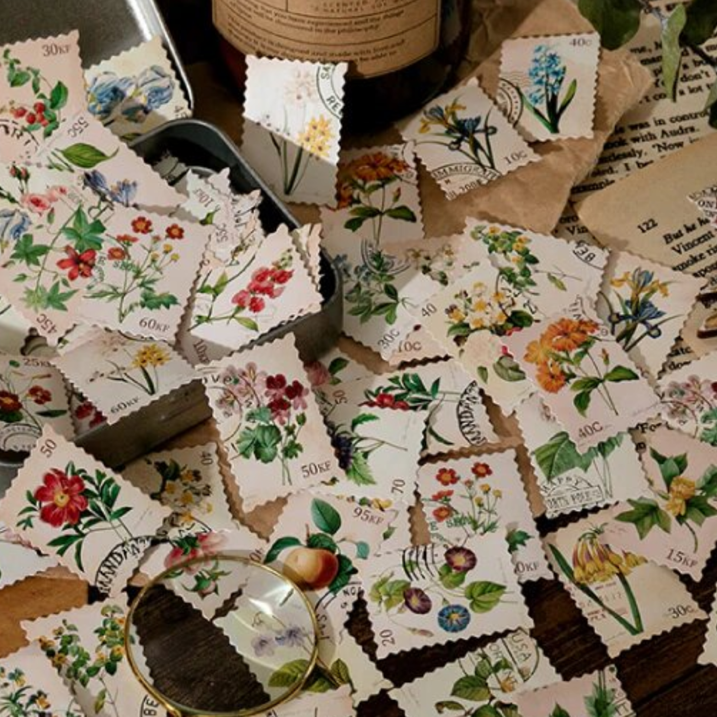Retro Forest Stamps - Self Adhesive Sticker Box