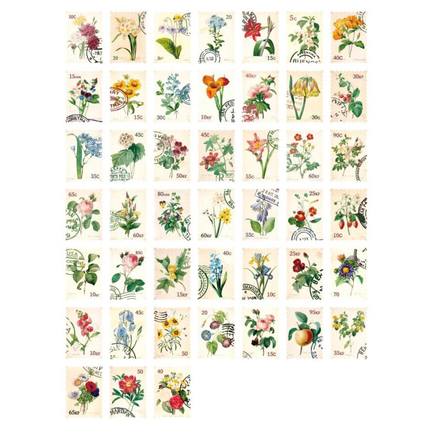 Retro Forest Stamps - Self Adhesive Sticker Box