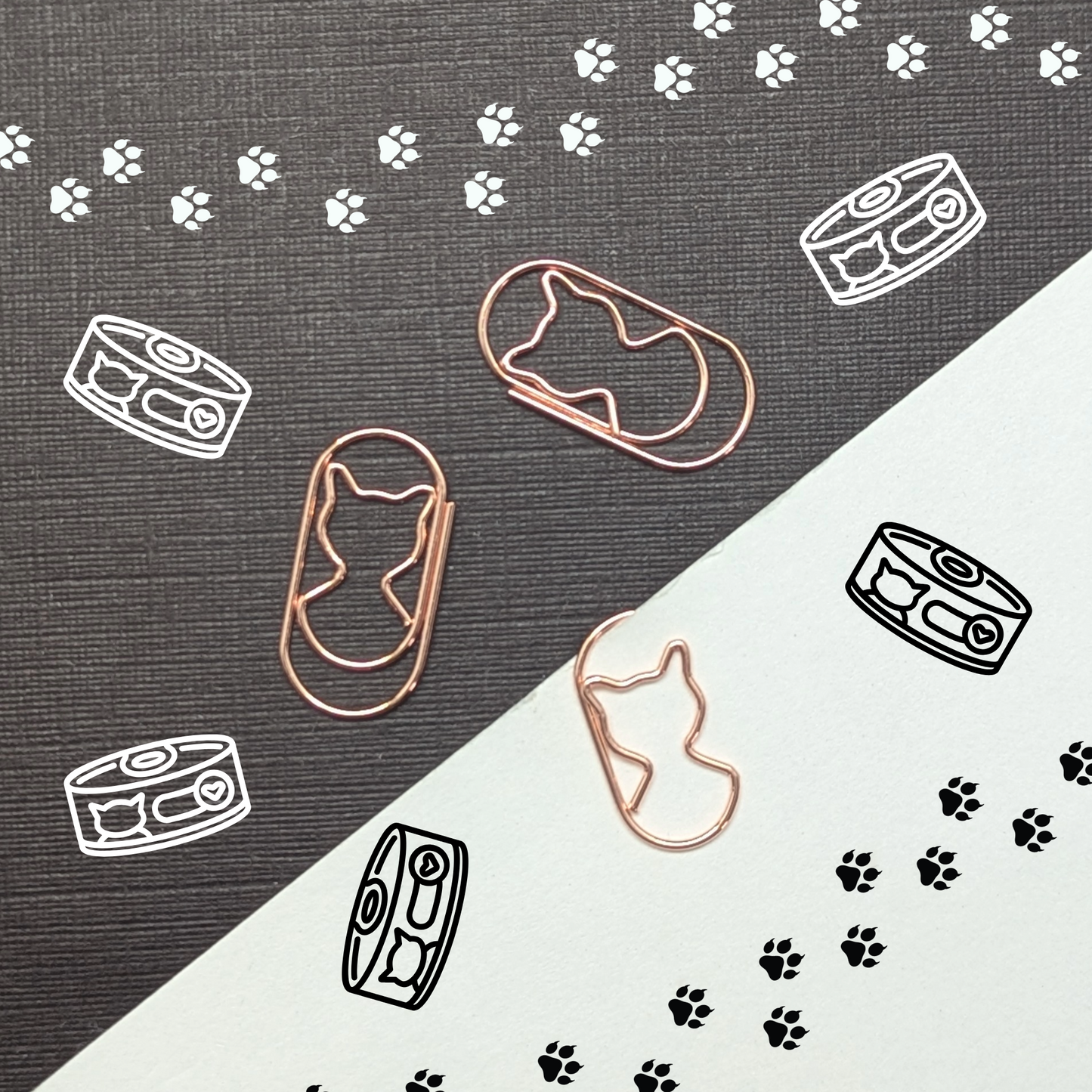 Rose Gold Metal Paper Clip - Tiny Cats - Single Paperclip