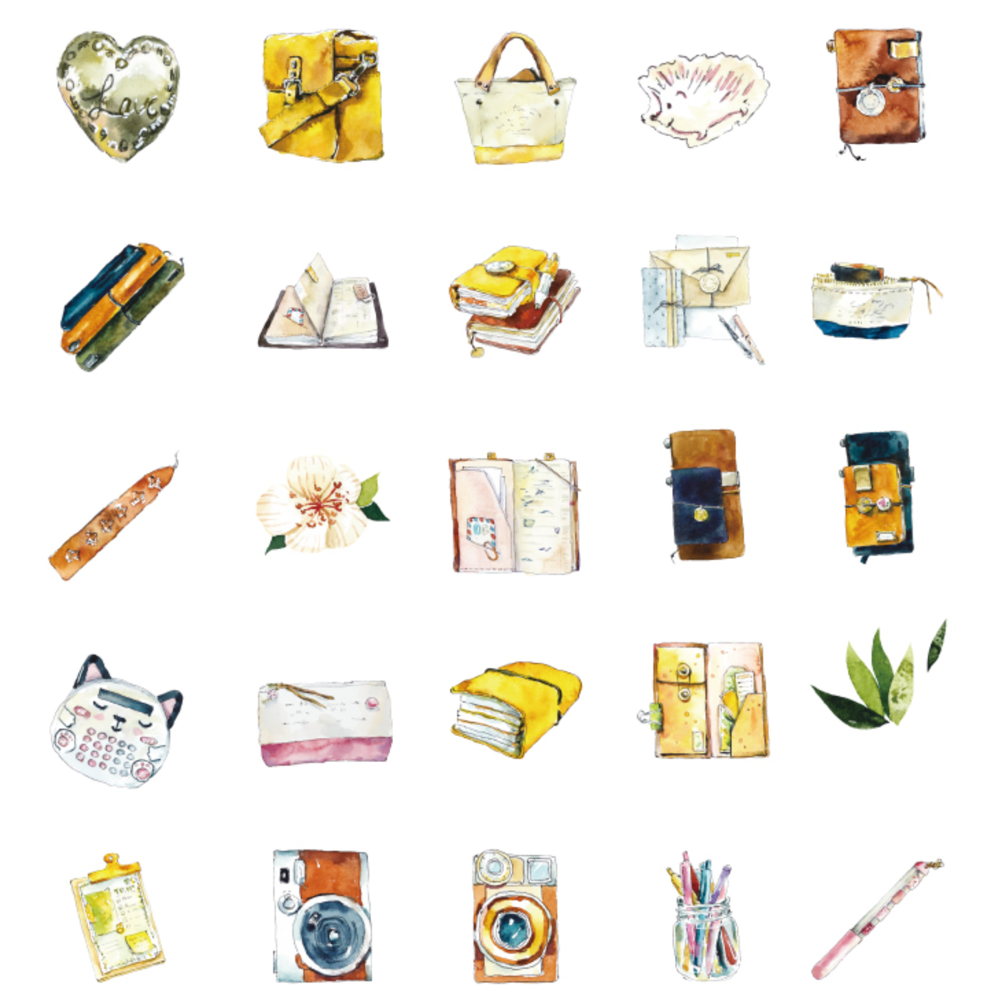 Watercolour Stationery - Self Adhesive Sticker Box