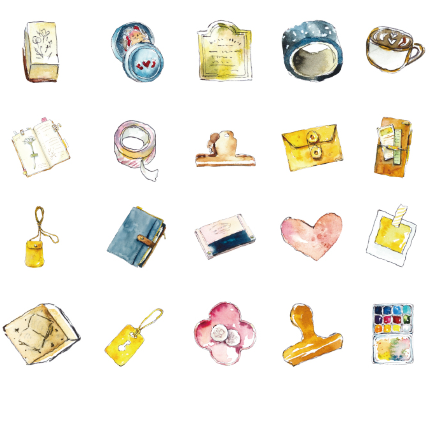 Watercolour Stationery - Self Adhesive Sticker Box