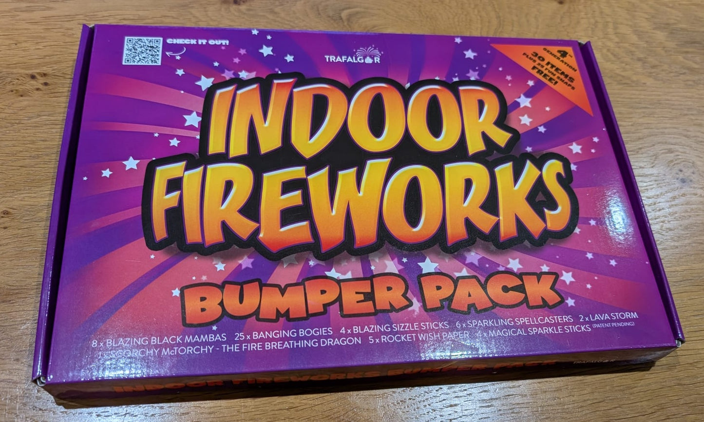 Indoor Fireworks & Sparkler Fun - A Bonanza Pack Of 55 Items - Traditional Low Noise Fun!