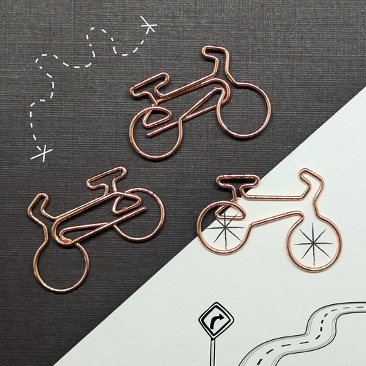 Rose Gold Metal Paper Clip - Bicycle - Single Paperclip