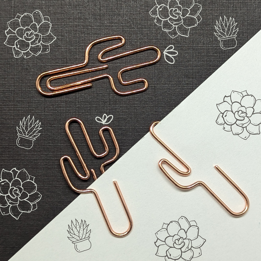 Rose Gold Metal Paper Clip - Cactus - Single Paperclip