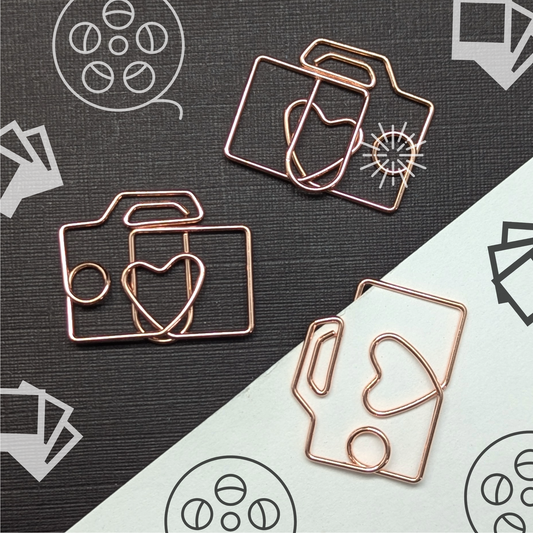 Rose Gold Metal Paper Clip - Camera - Single Paperclip