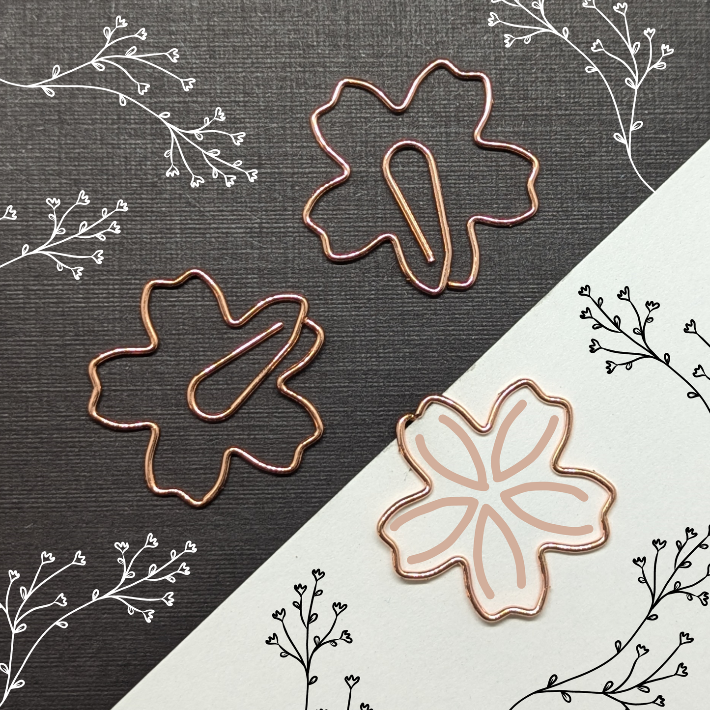 Rose Gold Metal Paper Clip - Cherry Blossom - Single Paperclip