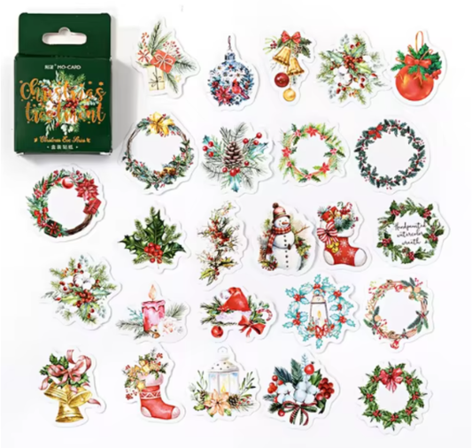 Christmas Flowers - Self Adhesive Sticker Box