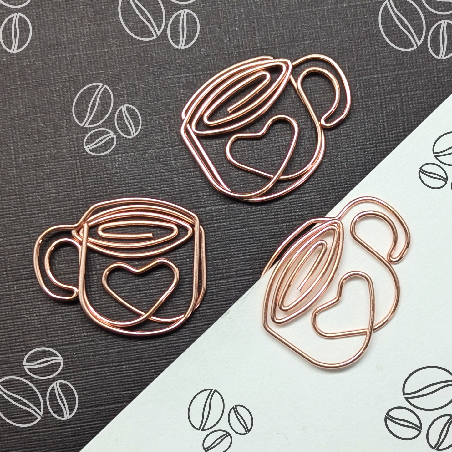 Rose Gold Metal Paper Clip - Coffee Cup - Single Paperclip