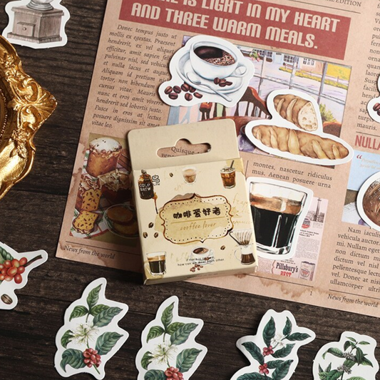 Retro Coffee - Self Adhesive Sticker Box