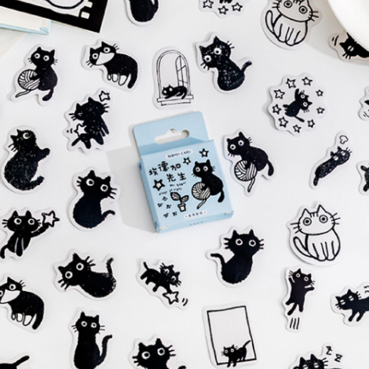 Curious Black Cats - Self Adhesive Sticker Box