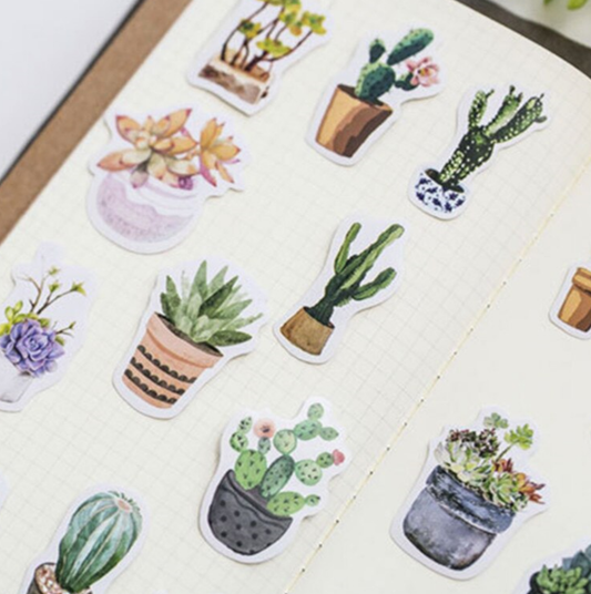 Cute Succulents - Self Adhesive Sticker Box