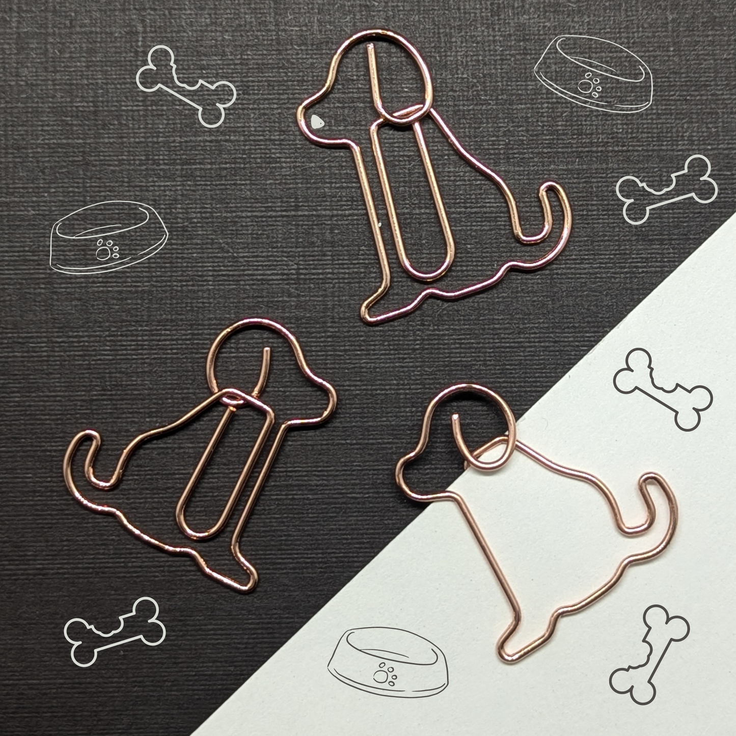 Rose Gold Metal Paper Clip - Dog - Single Paperclip