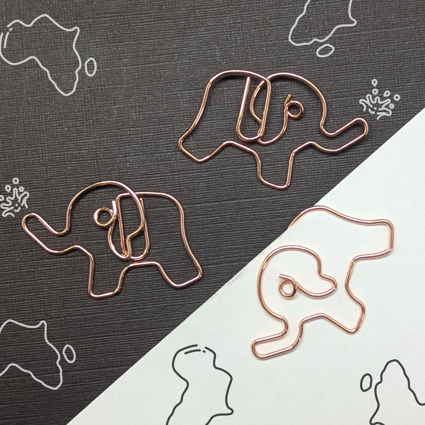 Rose Gold Metal Paper Clip - Elephant - Single Paperclip