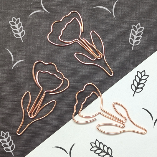 Rose Gold Metal Paper Clip - Flower - Single Paperclip