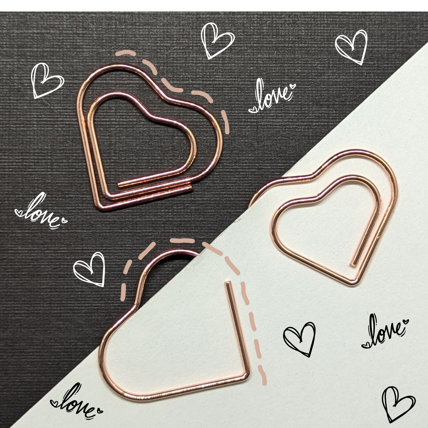 Rose Gold Metal Paper Clip - Heart - Single Paperclip