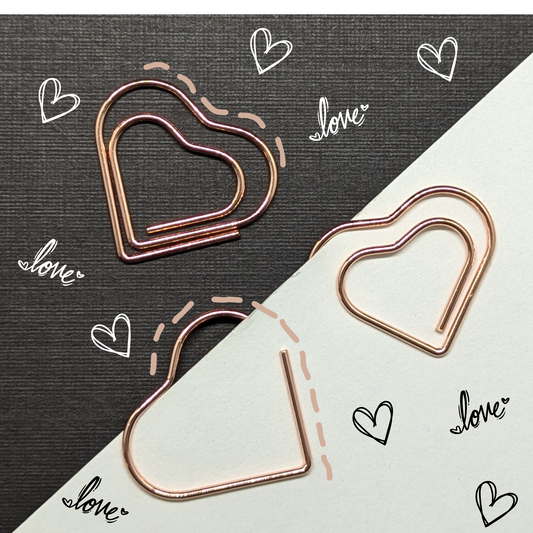 Rose Gold Metal Paper Clip - Heart - Single Paperclip