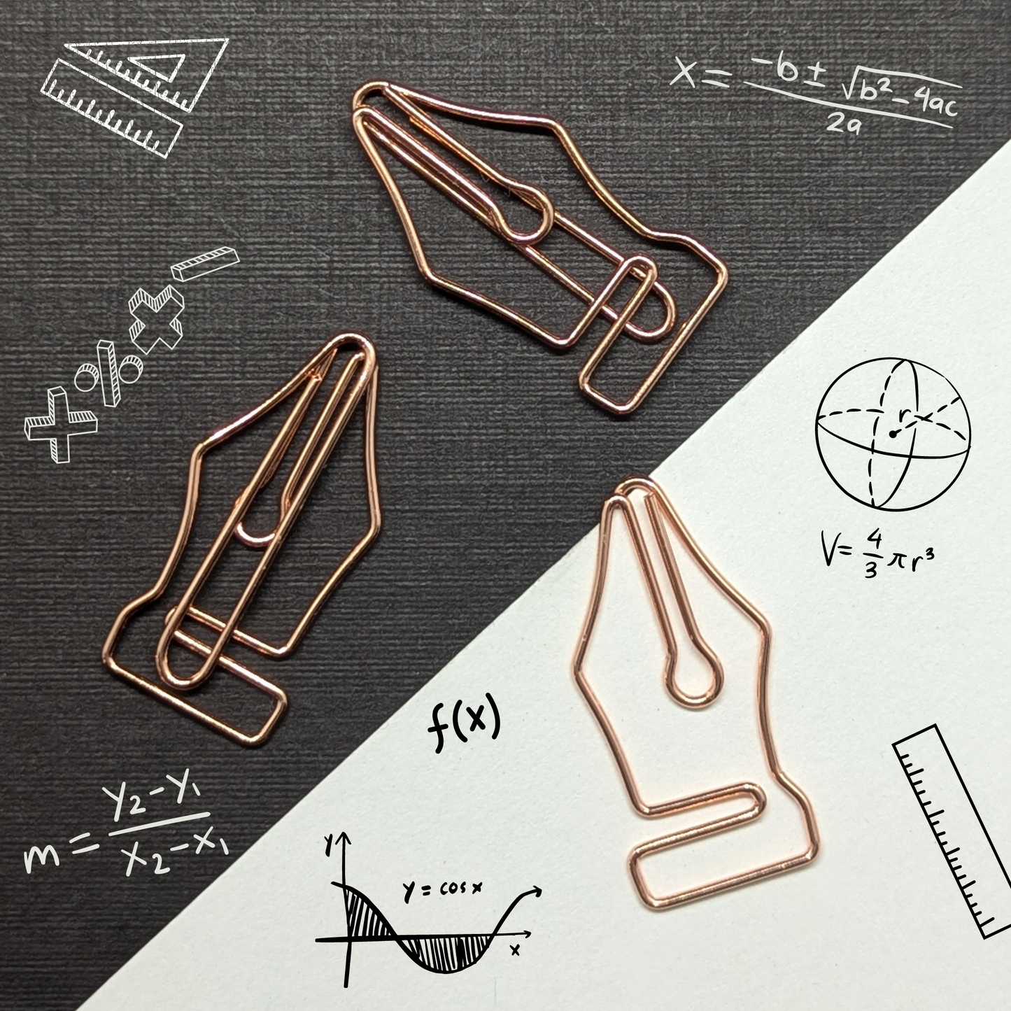 Rose Gold Metal Paper Clip - Pen Nib - Single Paperclip