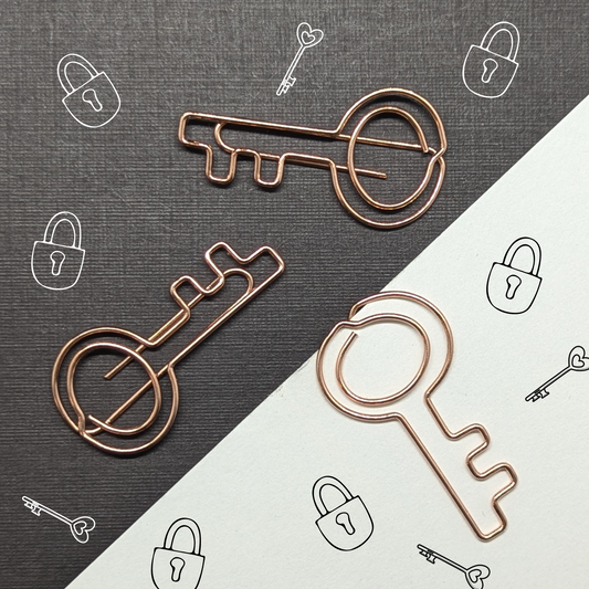 Rose Gold Metal Paper Clip - Key - Single Paperclip