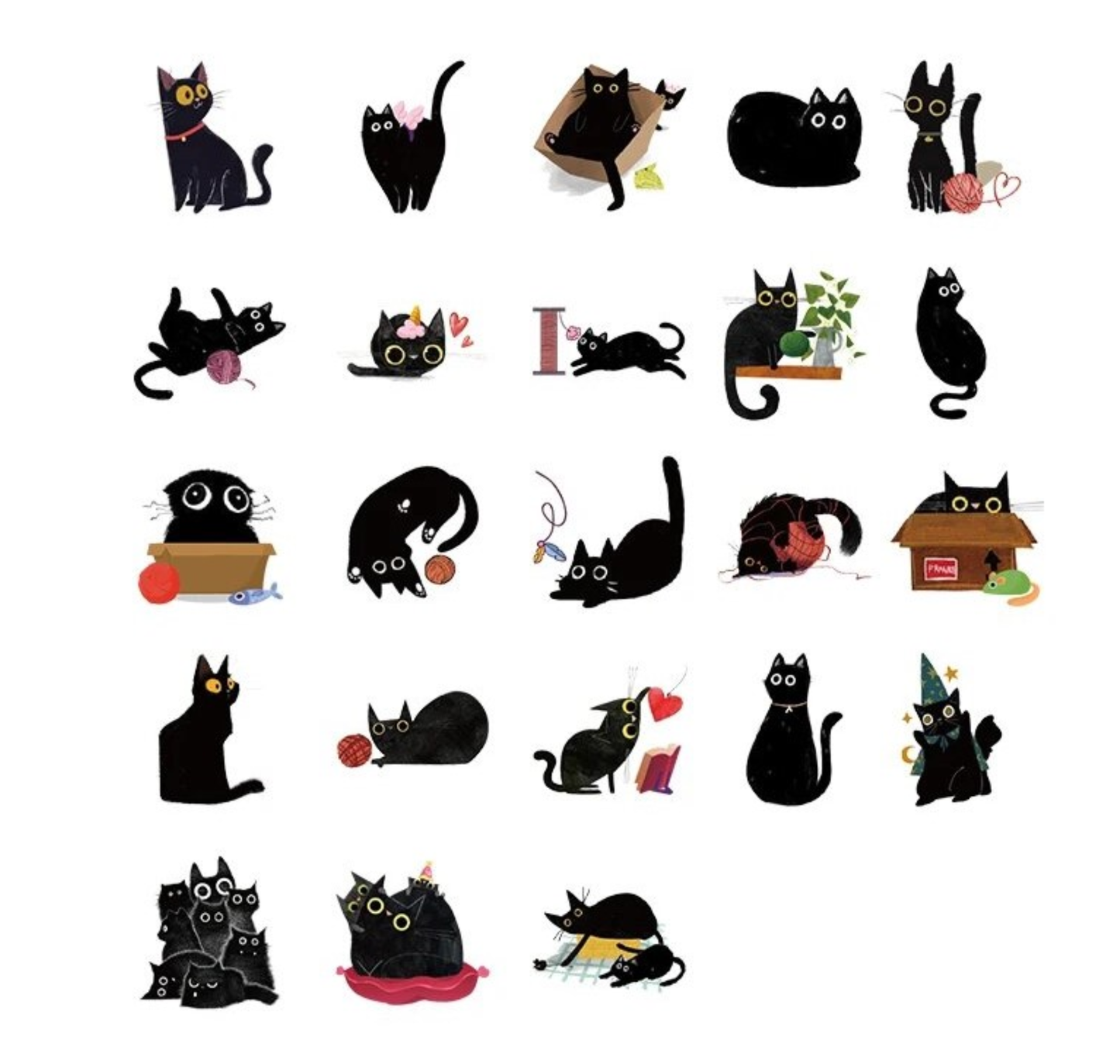 Lucky Black Cat - Self Adhesive Sticker Box