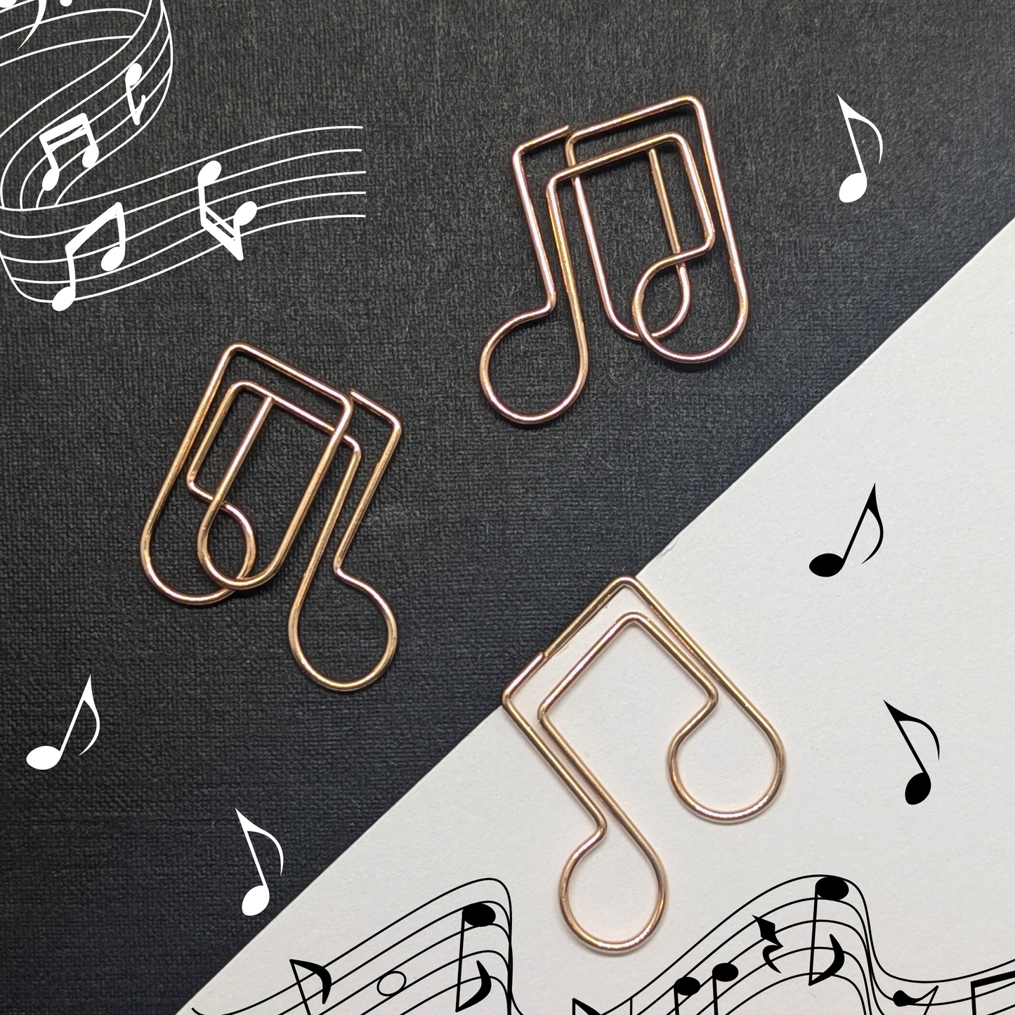 Rose Gold Metal Paper Clip - Muscial Note - Single Paperclip