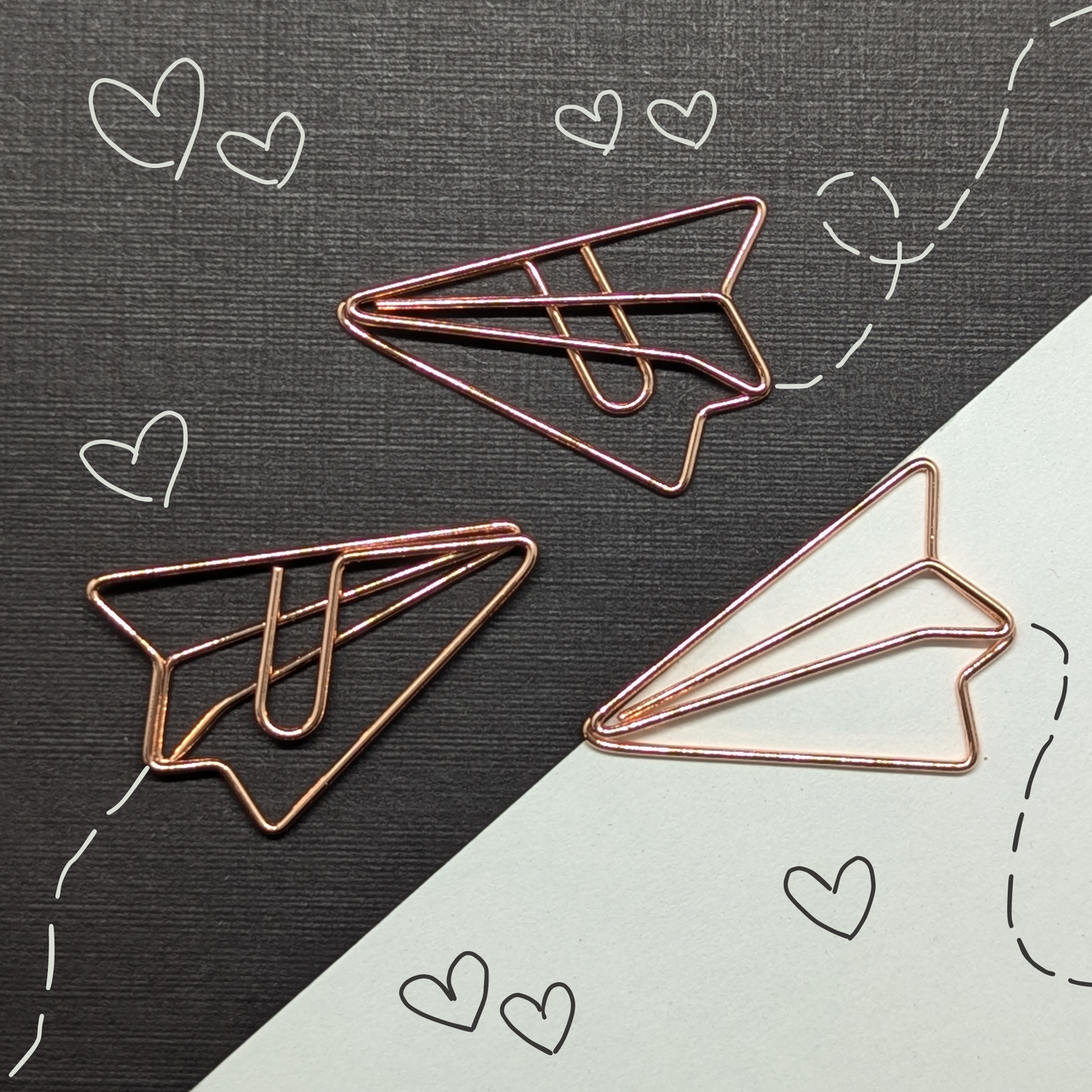 Rose Gold Metal Paper Clip - Paper Airplane - Single Paperclip