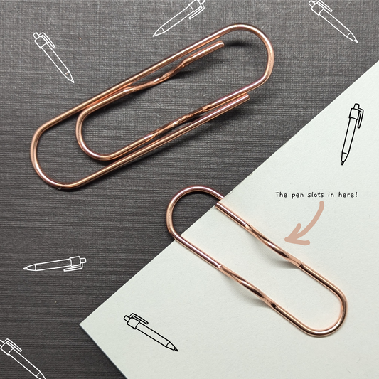 Rose Gold Metal Paper Clip - Pen Holder - Single Paperclip