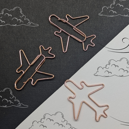 Rose Gold Metal Paper Clip - Aeroplane - Single Paperclip