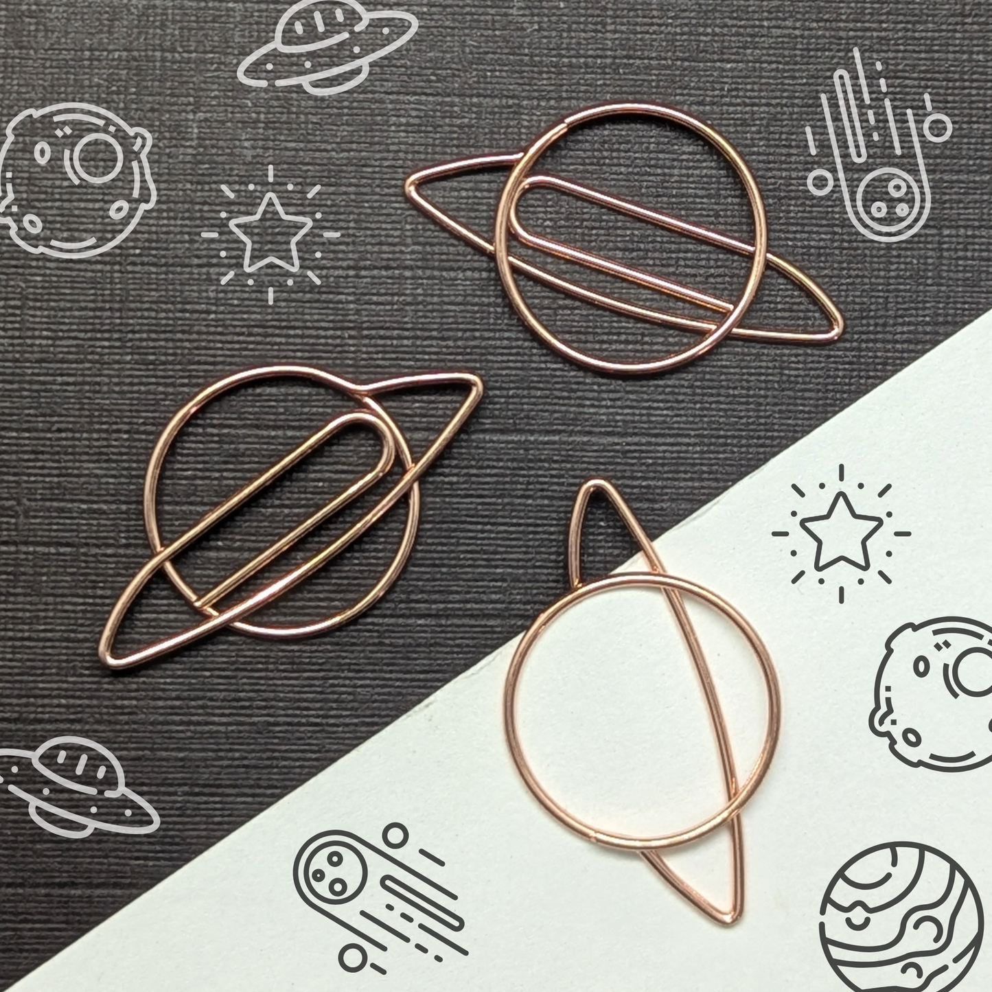 Rose Gold Metal Paper Clip - Planet - Single Paperclip