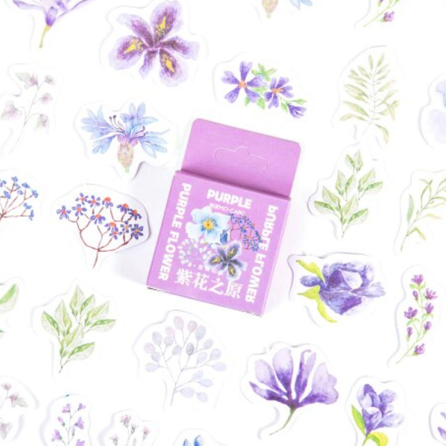 Purple Flowers - Self Adhesive Sticker Box