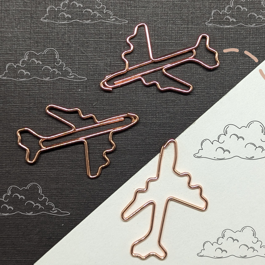 Rose Gold Metal Paper Clip - Aeroplane Side View - Single Paperclip