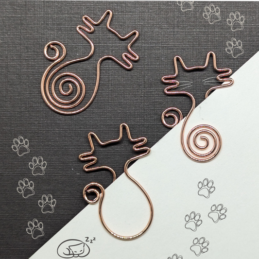 Rose Gold Metal Paper Clip - Spiral Cat - Single Paperclip