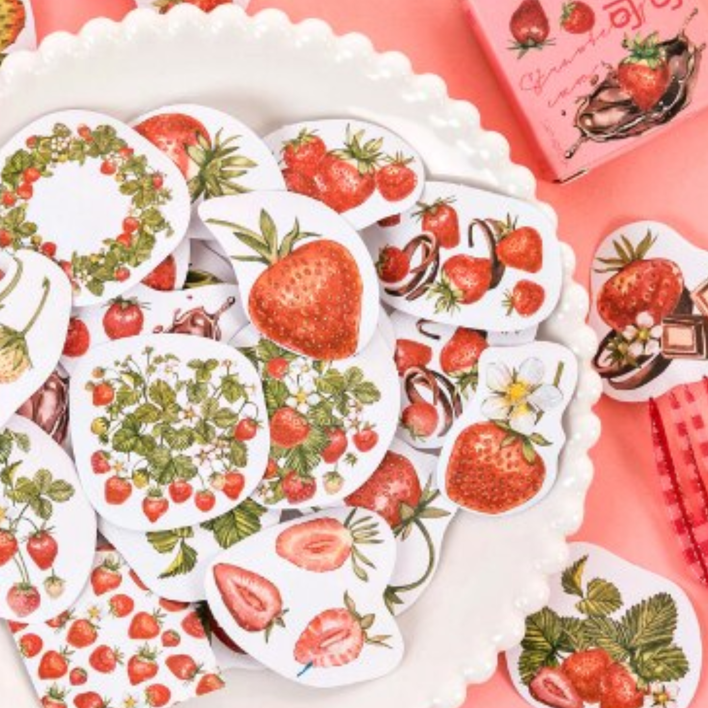 Strawberry Cocoa - Self Adhesive Sticker Box