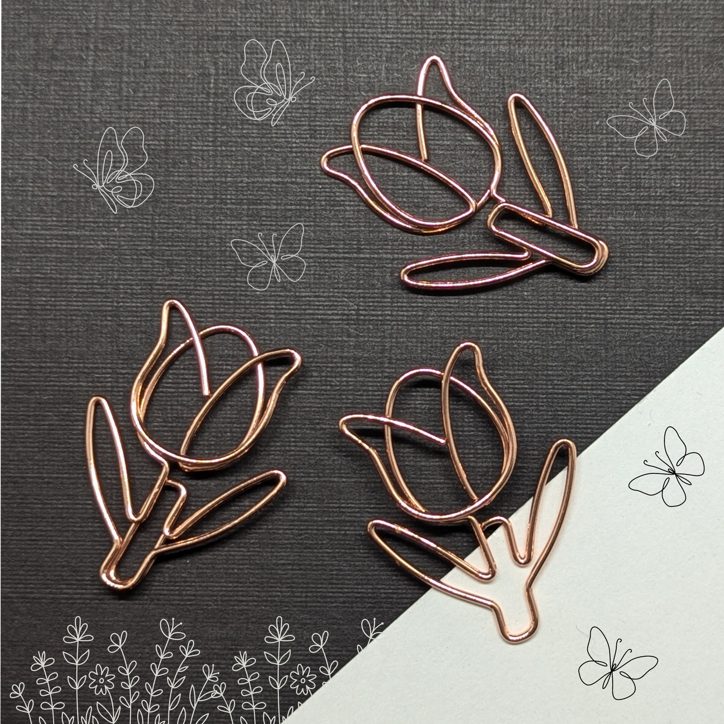 Rose Gold Metal Paper Clip - Flower - Single Paperclip