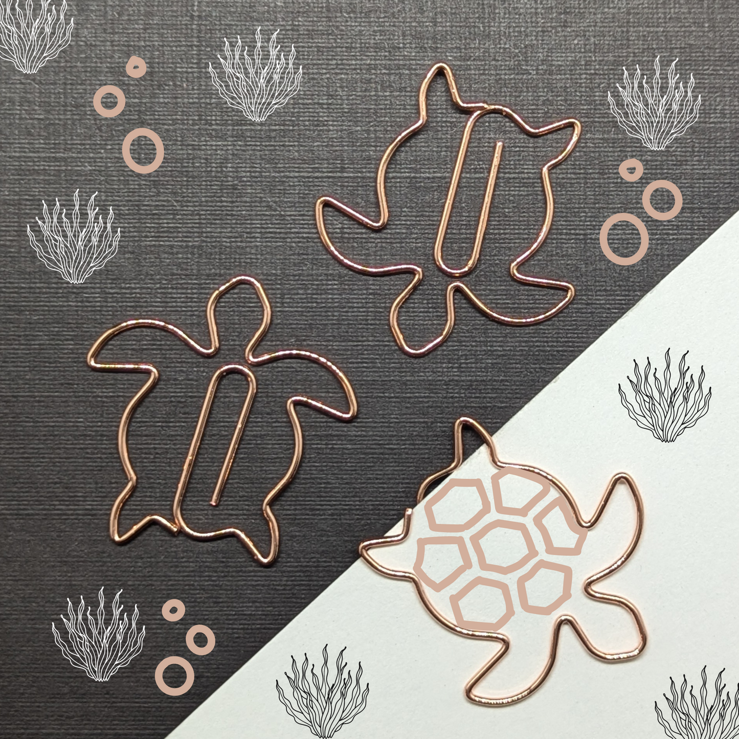 Rose Gold Metal Paper Clip - Turtle - Single Paperclip