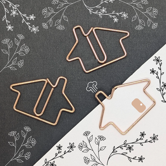 Rose Gold Metal Paper Clip - House - Single Paperclip