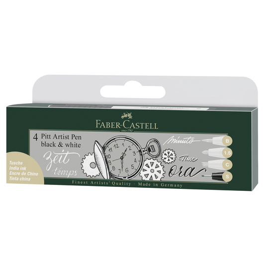 Faber-Castell Pitt Artist Pen Wallet - Set Of 4 – Black & White