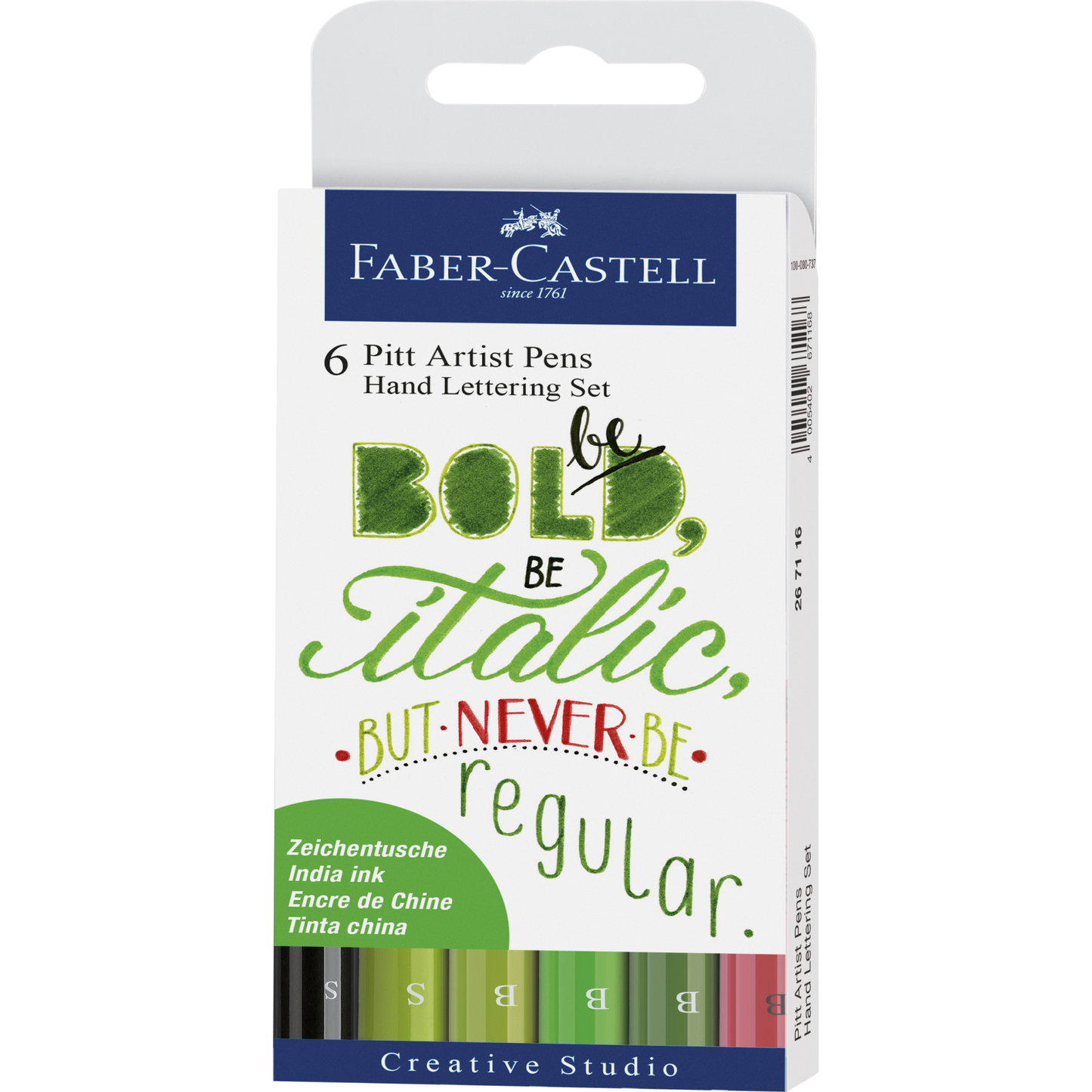 Faber-Castell Pitt Artist Pen Hand Lettering Set – Set of 6 - Greens