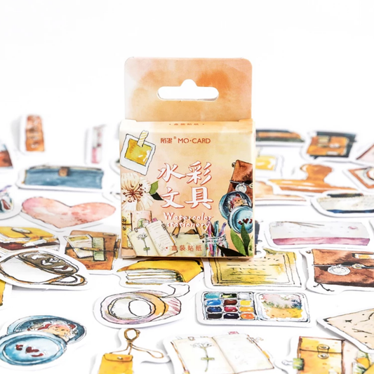 Watercolour Stationery - Self Adhesive Sticker Box