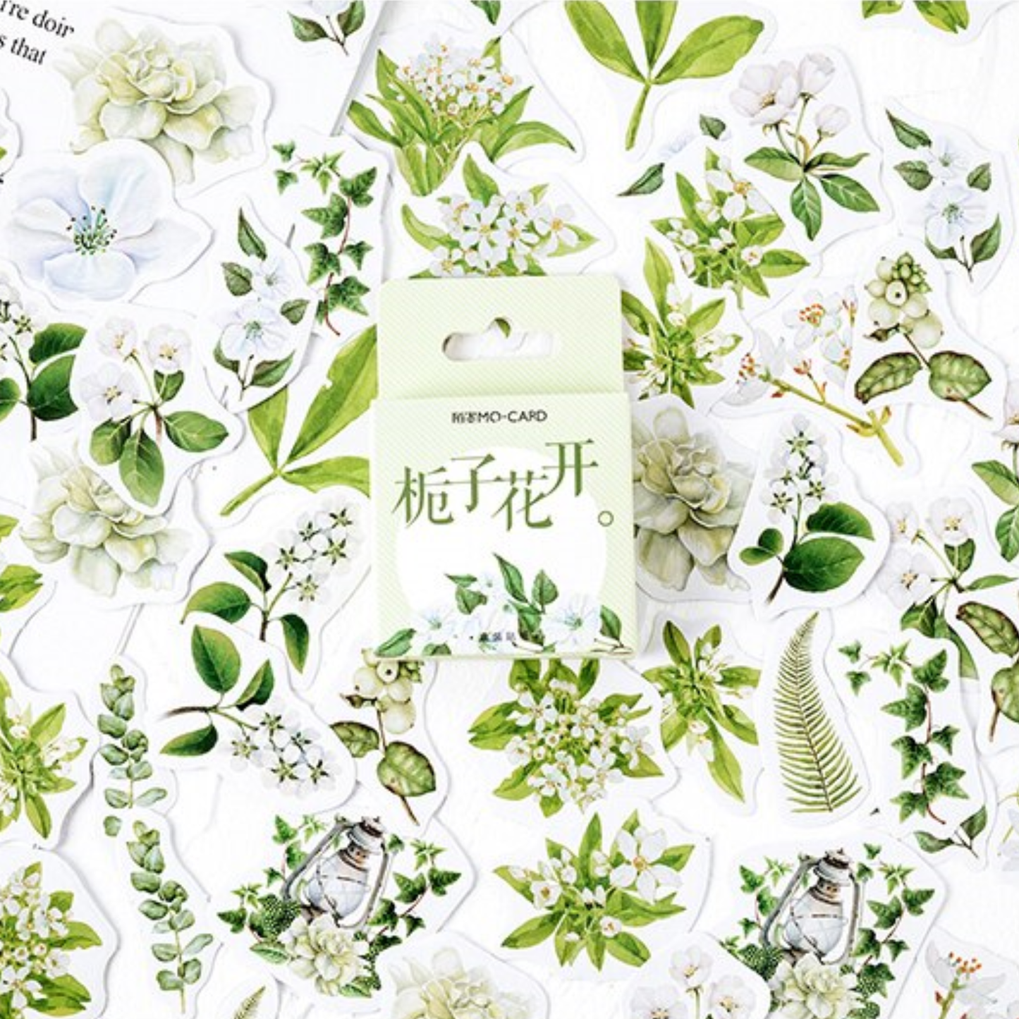 White Flowers & Ivy - Self Adhesive Sticker Box