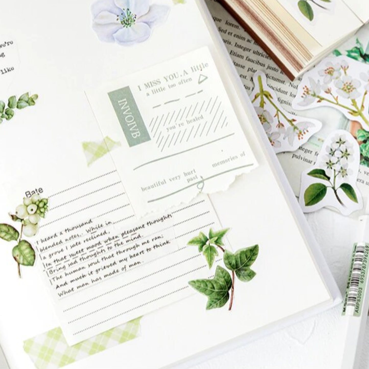 White Flowers & Ivy - Self Adhesive Sticker Box