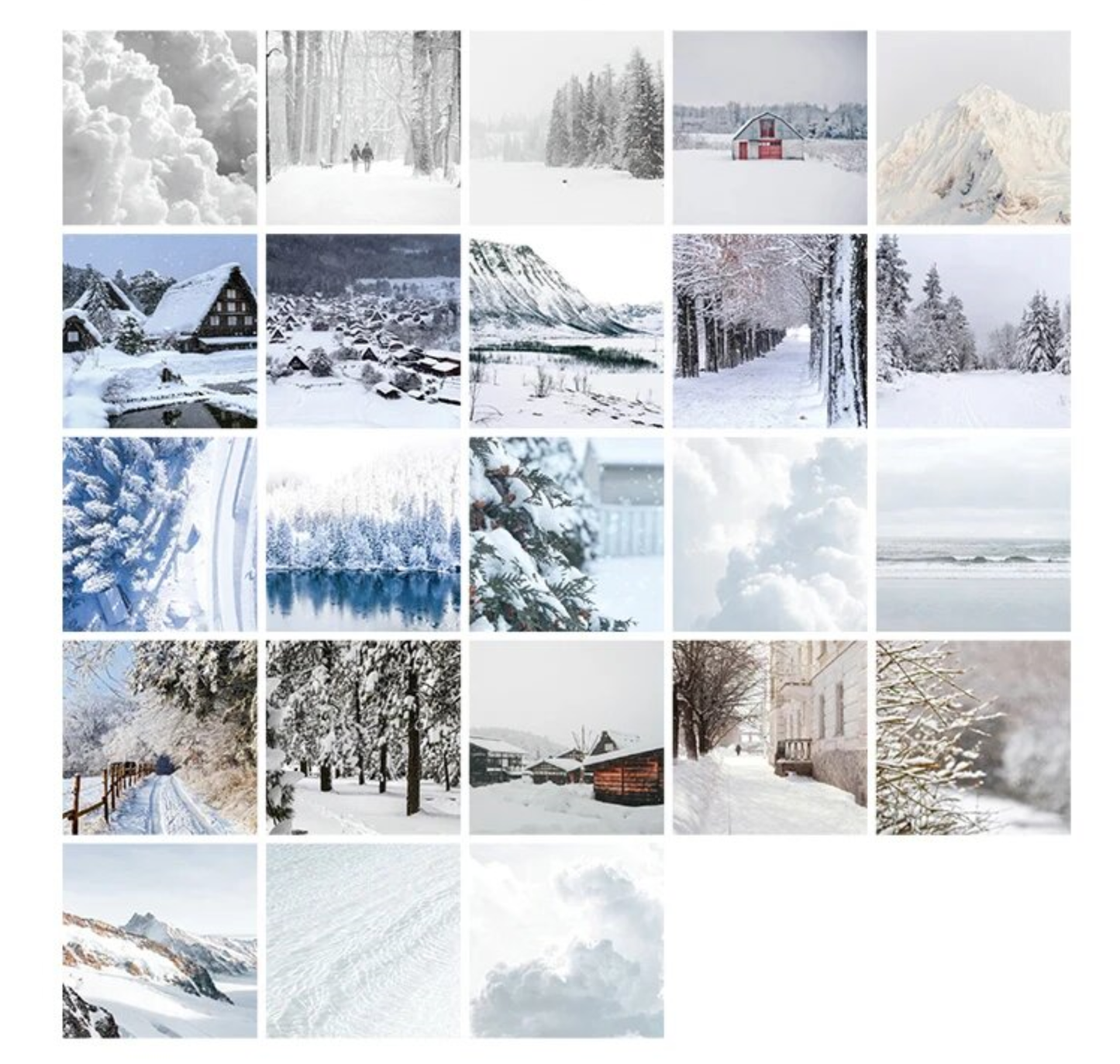 White Snow Scenes - Self Adhesive Sticker Box