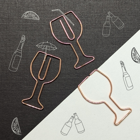 Rose Gold Metal Paper Clip - Gin Glass - Single Paperclip