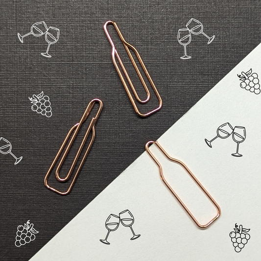 Rose Gold Metal Paper Clip - Wine Bottle - Single Paperclip